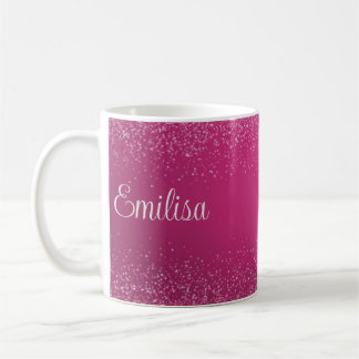 Personalised Pink Sparkly Name Ceramic Mug