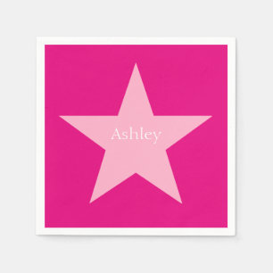 Personalised Pink Star Print Paper Napkin