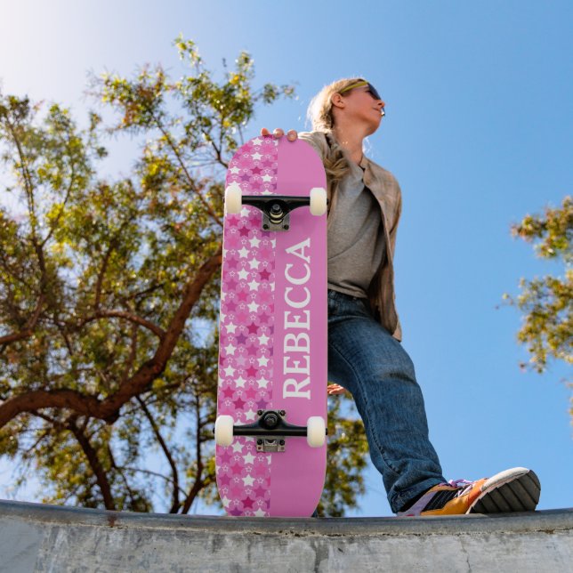Personalised Pink Starry Night Skateboard (Outdoor 1)