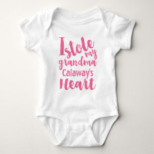 Personalised Pink Stole My Grandma's Heart Baby Bodysuit