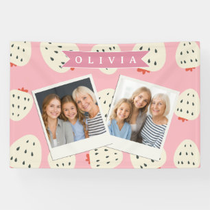 Personalised Pink Strawberry Name Cute Girly Banner