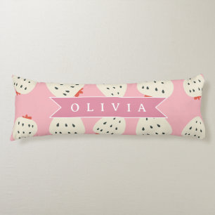 Personalised Pink Strawberry Name Cute Girly Body Cushion