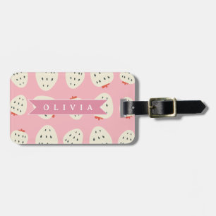 Personalised Pink Strawberry Name Cute Girly Luggage Tag