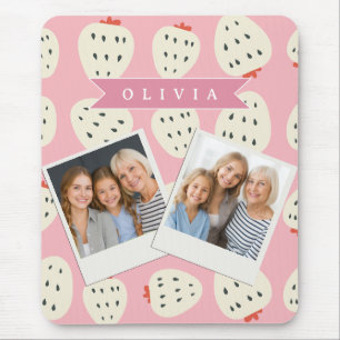 Personalised Pink Strawberry Name Cute Girly Mouse Pad
