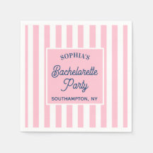 Personalised Pink Stripe Beach Bachelorette Party