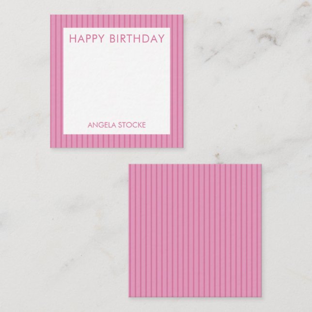 Personalised Pink Stripe Card (Front/Back)