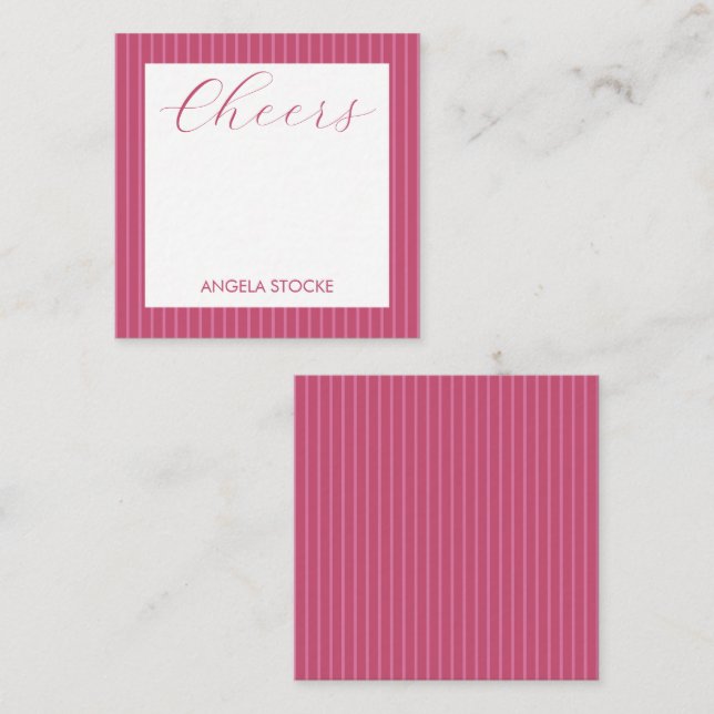 Personalised Pink Stripe Card (Front/Back)