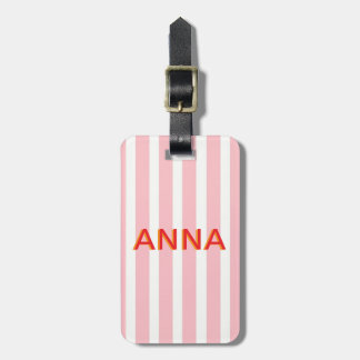 Personalised Pink Stripe Luggage Tag | Custom Name