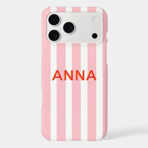 Personalised Pink Stripe Phone Case Custom Name