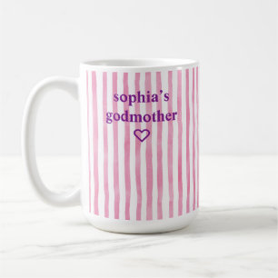Personalised Pink Striped Godmother Coffee Mug
