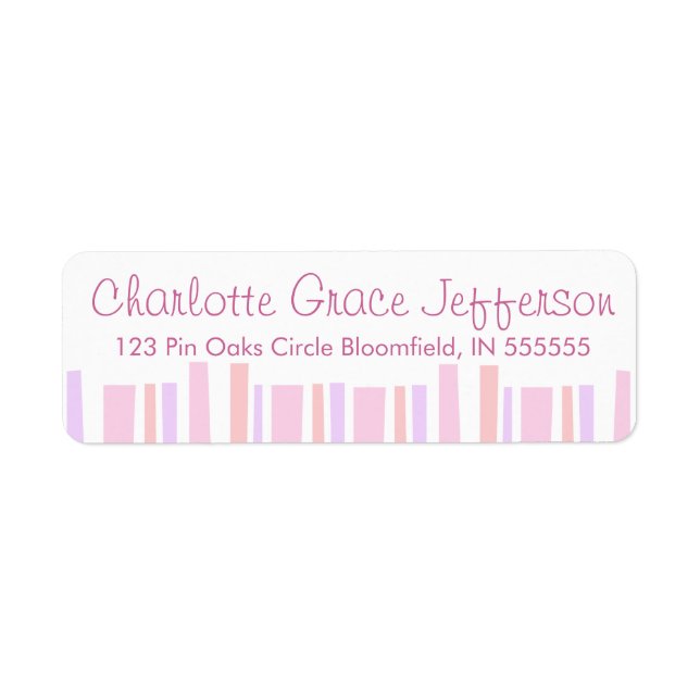 Personalised Pink Stripes Return Address Label (Front)