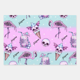 Personalised Pink Summer/Beach Goth Wrapping Paper Sheet
