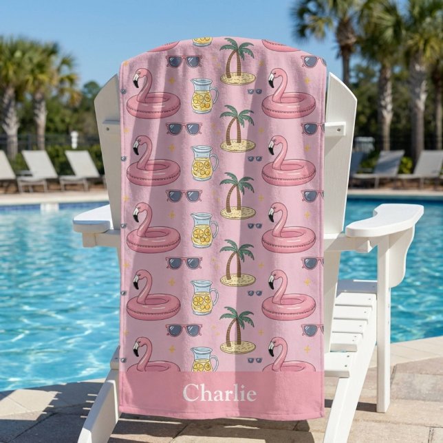 Personalised Pink Summer Vibes Bath Towel (Creator Uploaded)
