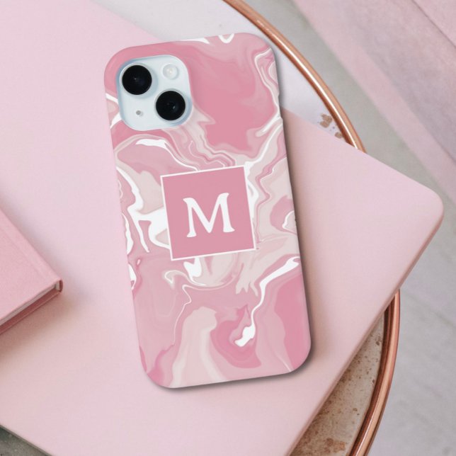 Personalised Pink Swirl Monogram Case-Mate iPhone Case (Creator Uploaded)