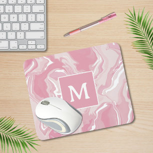 Personalised Pink Swirl Monogram Mouse Pad