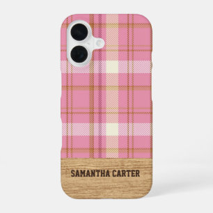 Personalised Pink Tartan Plaid iPhone Case