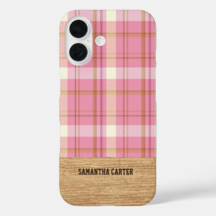 Personalised Pink Tartan Plaid iPhone Case
