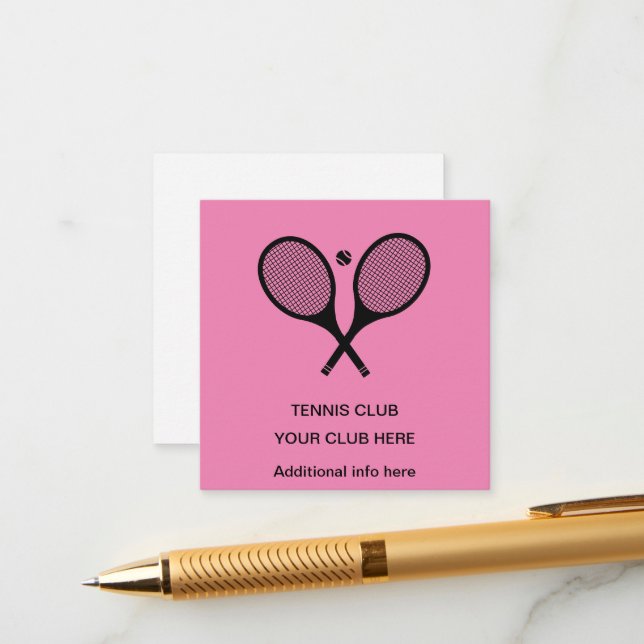 Personalised Pink Tennis Racket Enclosure Card (Front/Back In Situ)