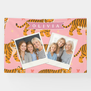 Personalised Pink Tiger Chic Edgy Fun Aesthetic Banner