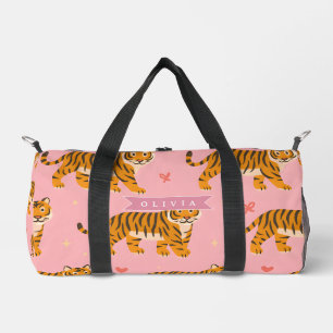 Personalised Pink Tiger Chic Edgy Fun Aesthetic Duffle Bag