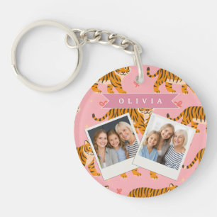 Personalised Pink Tiger Chic Edgy Fun Aesthetic Key Ring