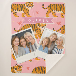 Personalised Pink Tiger Chic Edgy Fun Aesthetic Sherpa Blanket