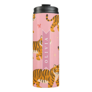 Personalised Pink Tiger Chic Edgy Fun Aesthetic Thermal Tumbler