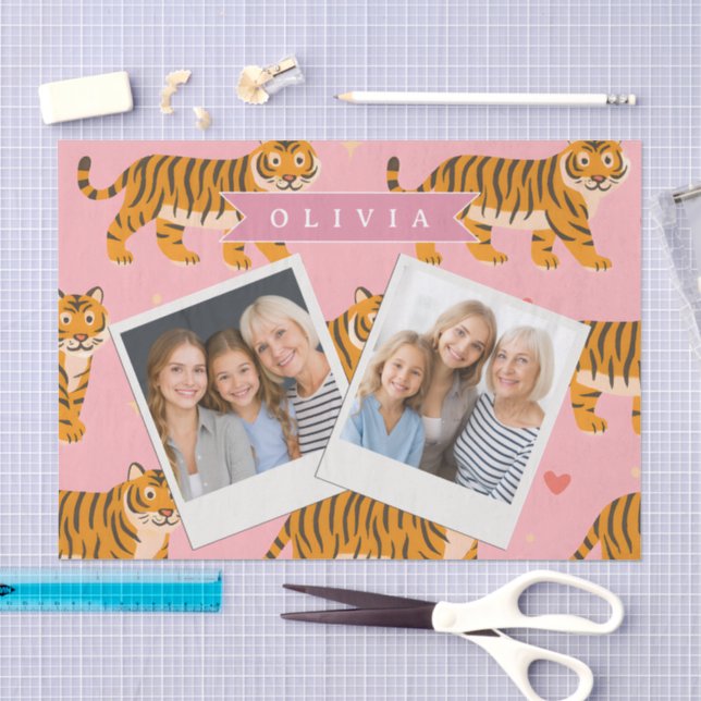 Personalised Pink Tiger Chic Edgy Fun Aesthetic Tissue Paper (Craft)