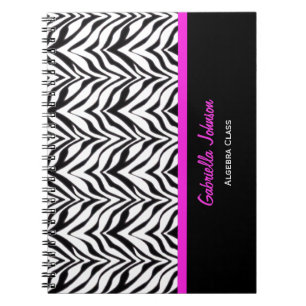 Personalised: Pink Trimmed: Zebra Print Notebook