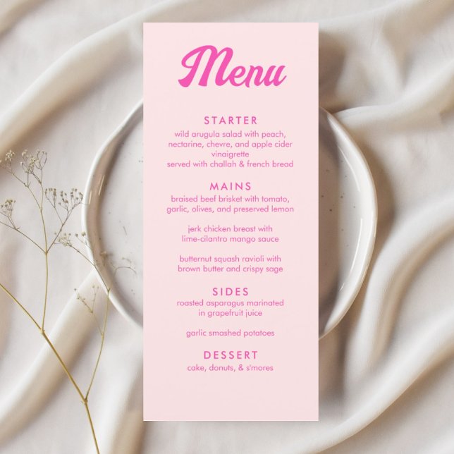 Personalised Pink Tropical Bat Mitzvah Party Menu (Personalized Pink Tropical Bat Mitzvah Party Menu)