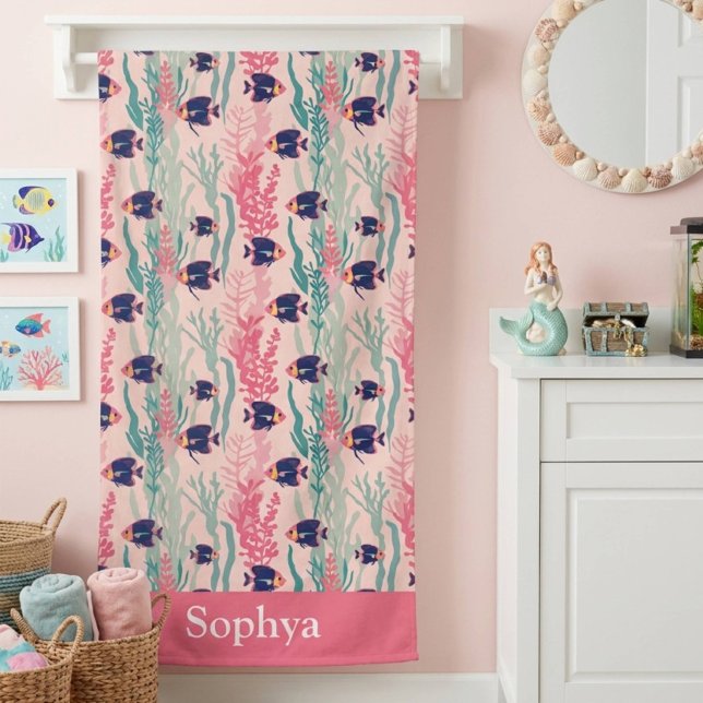 Personalised Pink Tropical Fish Beach Towel (Creator Uploaded)