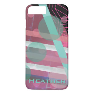 Personalised/Pink & Turquoise/Abstract Design iPhone 8 Plus/7 Plus Case