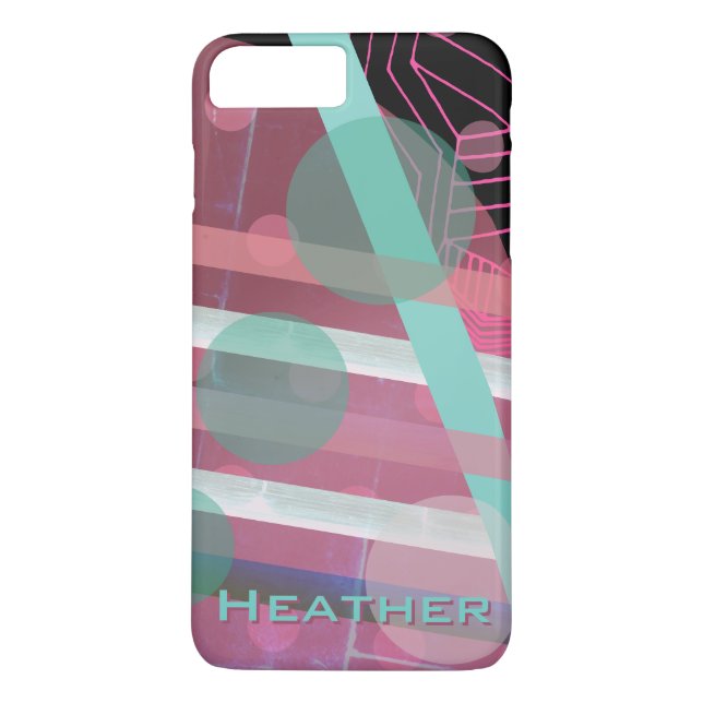 Personalised/Pink & Turquoise/Abstract Design Case-Mate iPhone Case (Back)