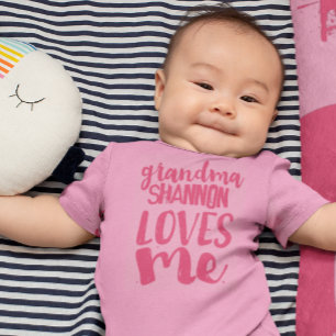 Personalised Pink Tutu Grandma LOVES Me Baby Bodysuit