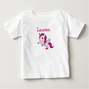 Personalised Pink Unicorn Girl's Name Shirt