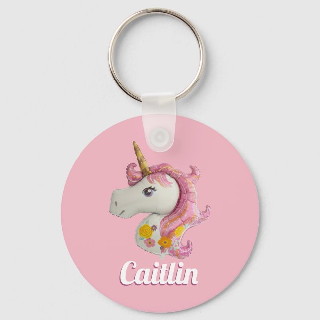 Personalised Pink Unicorn Keyring (Front)