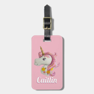Personalised Pink Unicorn Luggage Tag