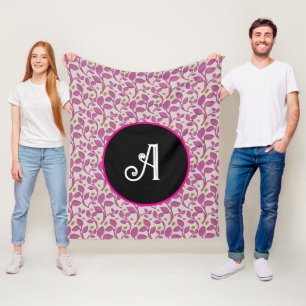 Personalised pink vine floral pattern fleece blanket