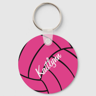 Personalised Pink Volleyball Keychain