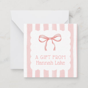 Personalised Pink Watercolor Bow Enclosure Card