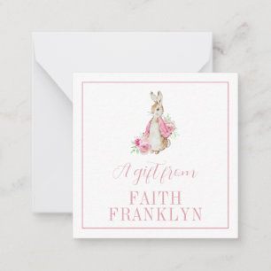 Personalised Pink Watercolor Bunny Gift Enclosure Card