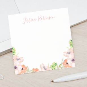 Personalised Pink Watercolor Floral Boho Post-it Notes