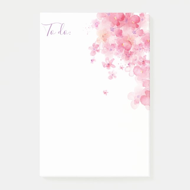 Personalised // Pink Watercolor Flowers Post-it Notes (Front)