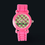 Personalised Pink Watermelon Fruit Slice Watch<br><div class="desc">Watch features an original marker illustration of a slice of delicious watermelon. Simply personalise with the name of the wearer!</div>