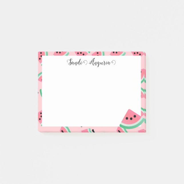 Personalised Pink Watermelon Post-it Notes (Front)