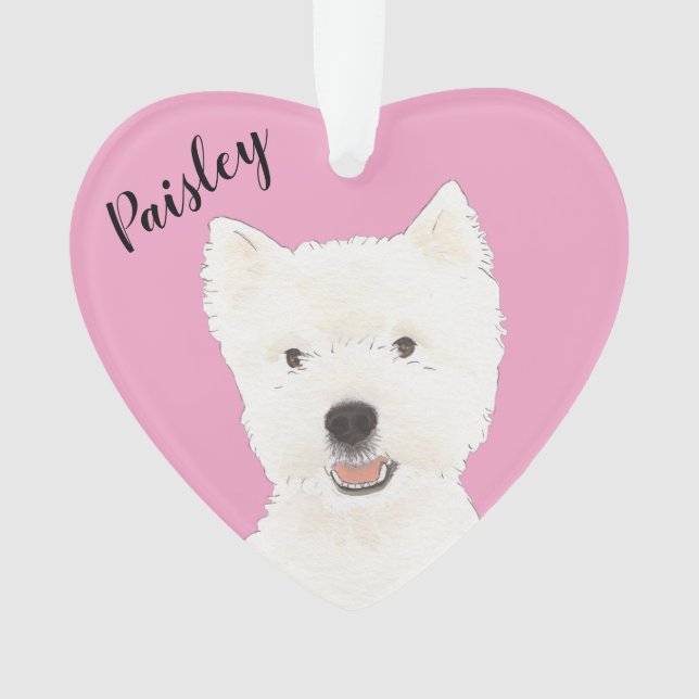Personalised Pink Westie West Highland Terrier Ornament (Front)