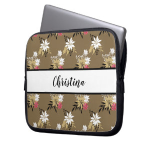 Personalised Pink & White Floral Laptop Sleeve