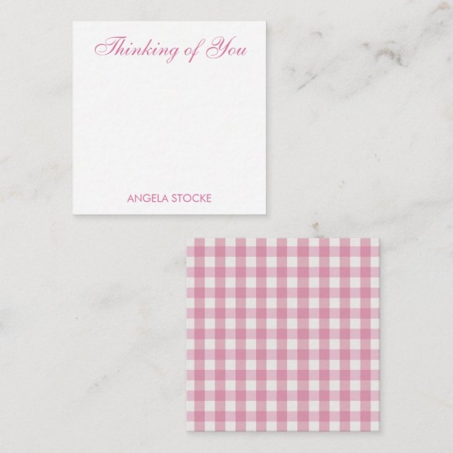 Personalised Pink White Gingham Card (Front/Back)