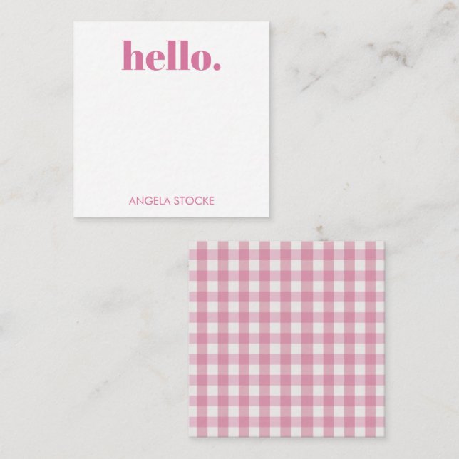 Personalised Pink White Gingham Card (Front/Back)