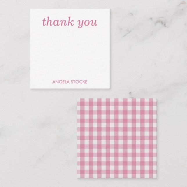 Personalised Pink White Gingham Card (Front/Back)